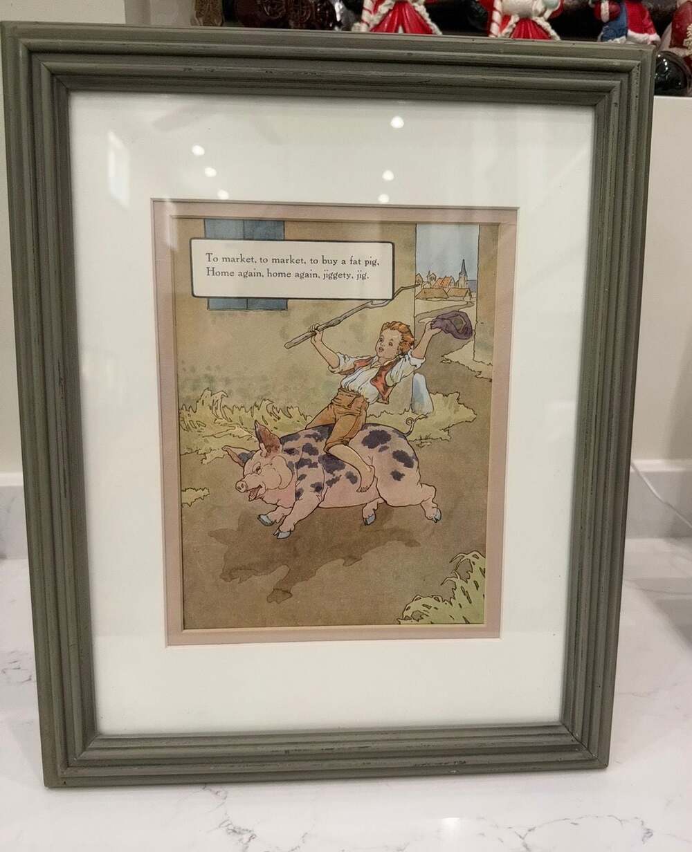 Vintage Framed Nursery Rhyme Print To Market To Market